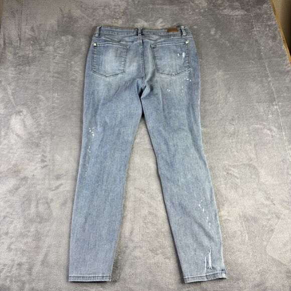 Judy Blue Jeans Womens 13 Distressed Skinny Light Wash Denim Lace Patch Ripped - Picture 14 of 14